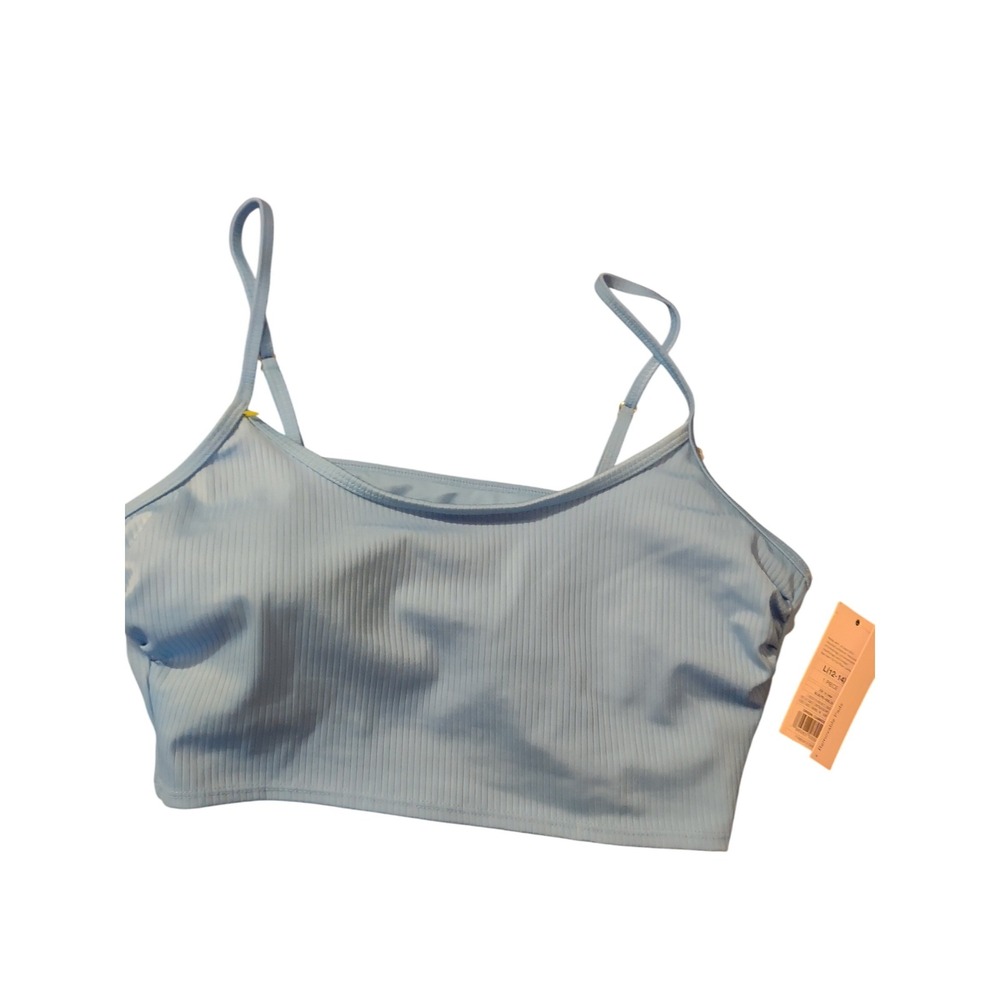 Wild Fable Light Blue Ribbed Scoop Neck Bikini Top Removable Pads Large NEW